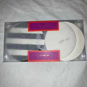 Kate Spade Black White Striped Round Paper Coaster Set One Size